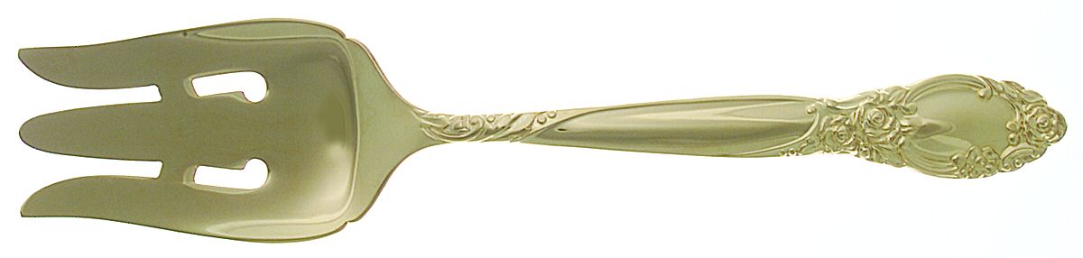 Golden Ballad-Country Lane (Gold Electroplate) Medium Solid Cold Meat Serving Fork by Oneida Silver-1