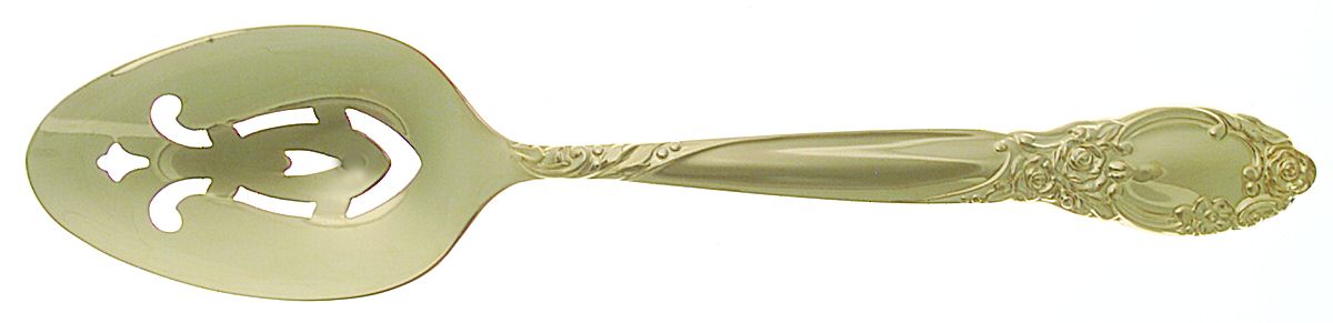 Golden Ballad-Country Lane (Gold Electroplate) Pierced Tablespoon (Serving Spoon) by Oneida Silver-1