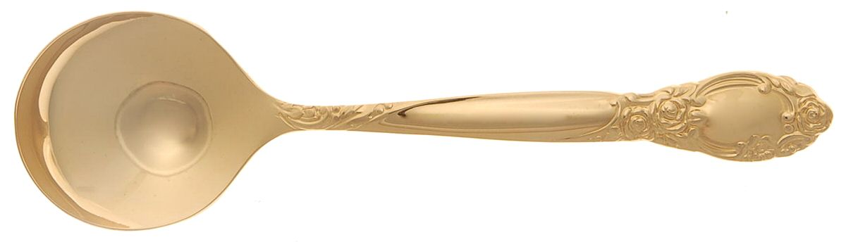 Golden Ballad-Country Lane (Gold Electroplate) Round Bowl Soup Spoon (Cream Soup) by Oneida Silver-1
