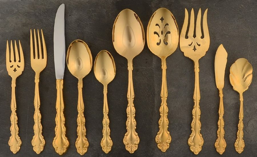 Gold Beethoven (Gold Electroplate) 45 Piece Starter Set by Oneida Silver-1
