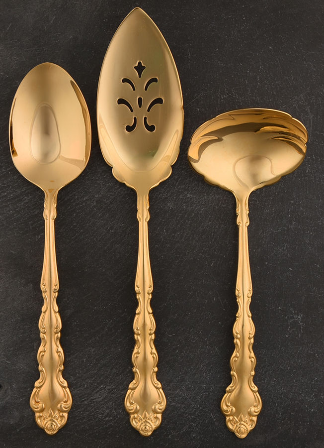 Gold Beethoven (Gold Electroplate) 3 Piece Completer Set by Oneida Silver-1