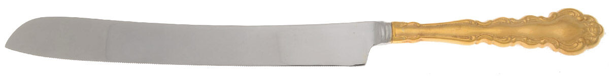 Gold Beethoven (Gold Electroplate) Wedding Cake Knife with Stainless Blade HC by Oneida Silver-1