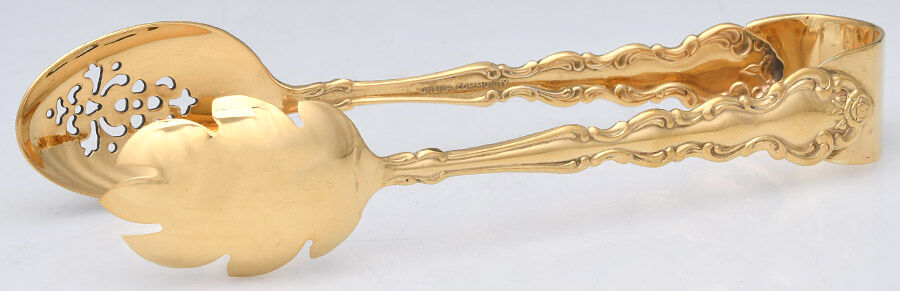 Gold Beethoven (Gold Electroplate) Ice Serving Tongs Large HC by Oneida Silver-1