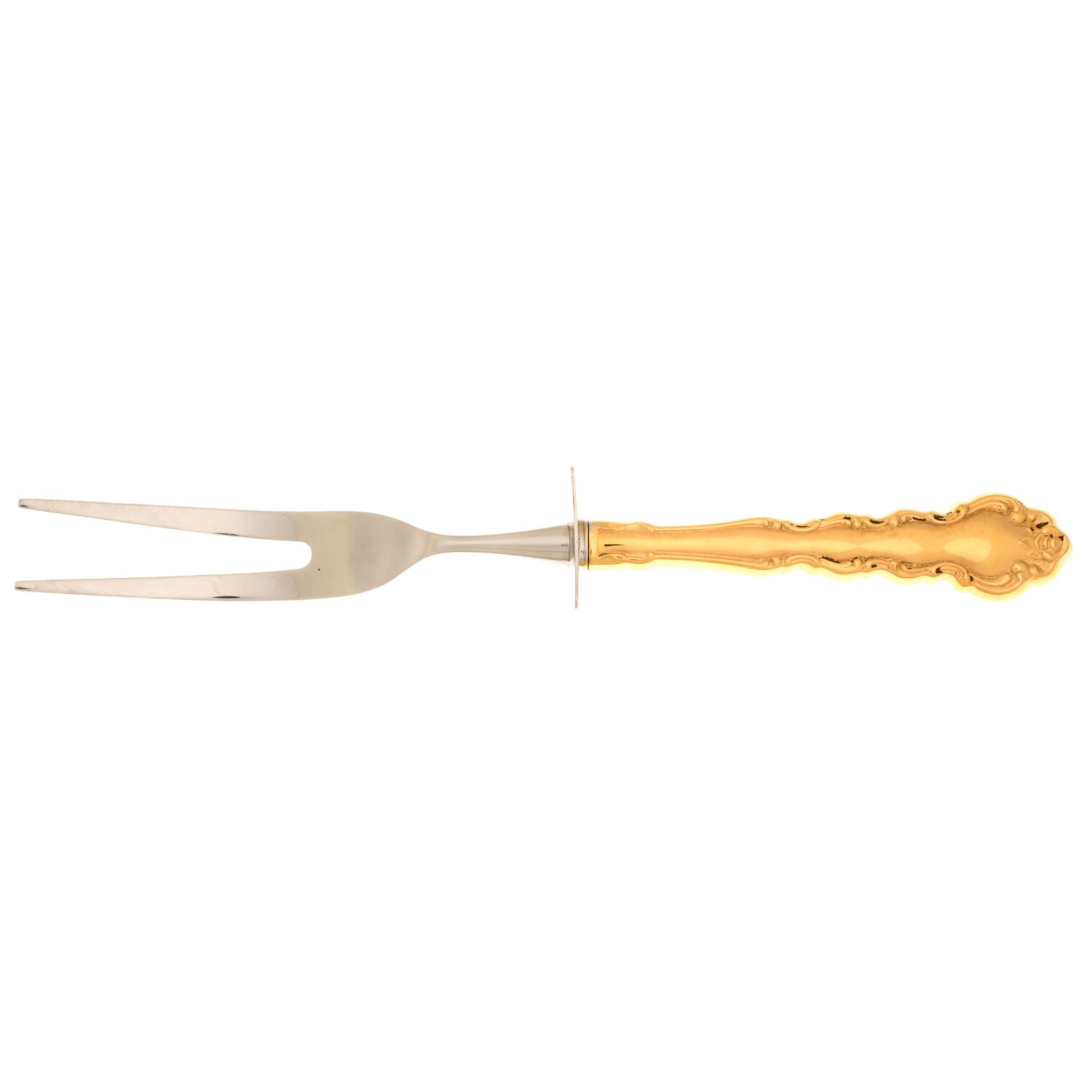Gold Beethoven (Gold Electroplate) Carving Fork Small with Stainless Prongs HC by Oneida Silver-1