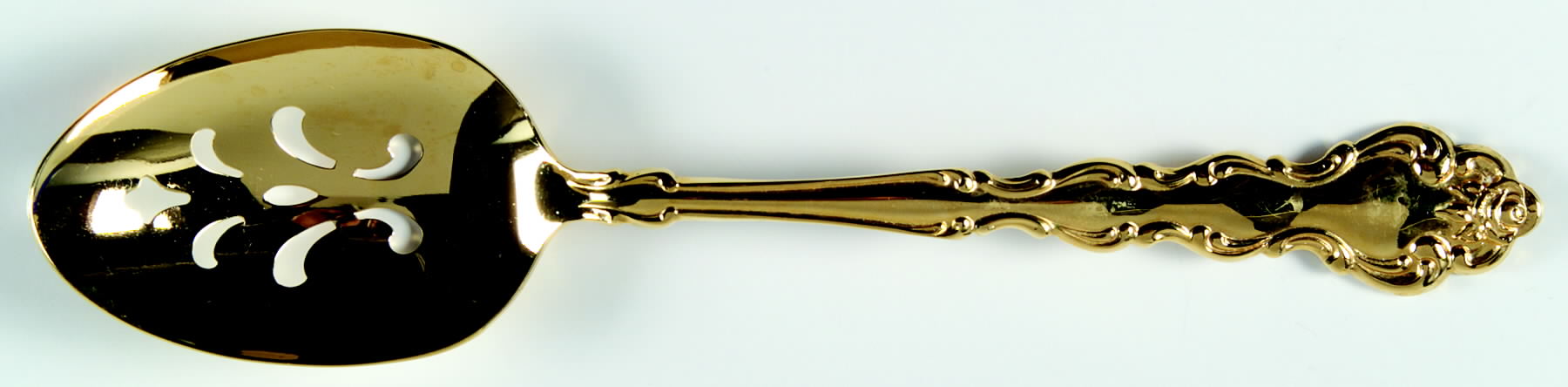 Gold Beethoven (Gold Electroplate) Pierced Tablespoon (Serving Spoon) by Oneida Silver-1