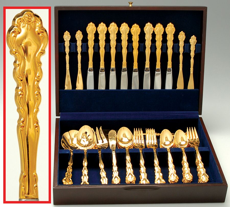 Gold Beethoven (Gold Electroplate) 62 Piece Set by Oneida Silver-1