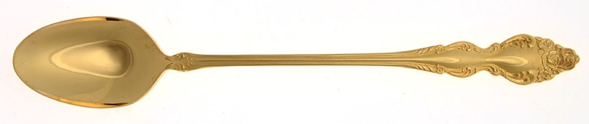 Golden Baroque Rose (Gold Electroplate) Iced Tea Spoon by Oneida Silver-1