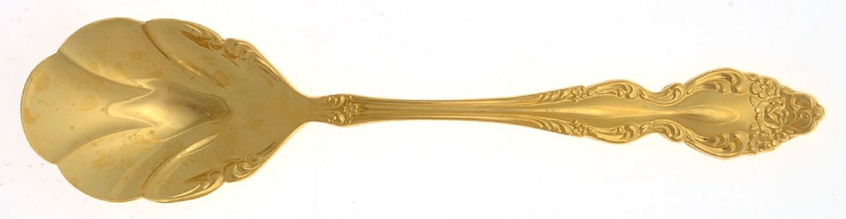 Golden Baroque Rose (Gold Electroplate) Sugar Shell Spoon by Oneida Silver-1