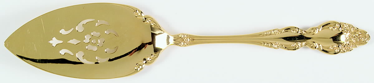 Golden Baroque Rose (Gold Electroplate) Solid Pierced Pie Server by Oneida Silver-1