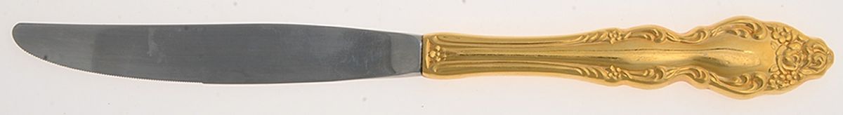 Golden Baroque Rose (Gold Electroplate) Modern Hollow Knife by Oneida Silver-1