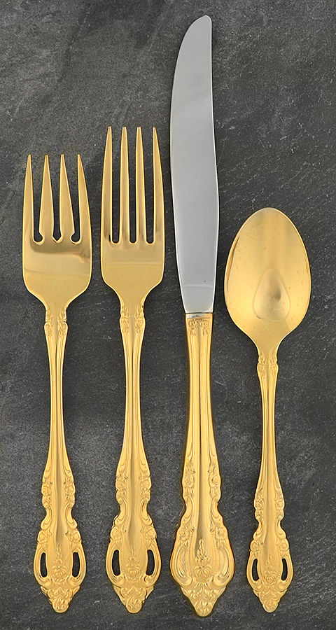 Golden Brahms (Gold Electroplate) 4 Piece Place Setting by Oneida Silver-1