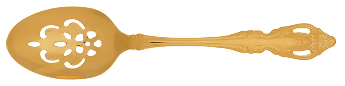 Golden Brahms (Gold Electroplate) Pierced Tablespoon (Serving Spoon) by Oneida Silver-1