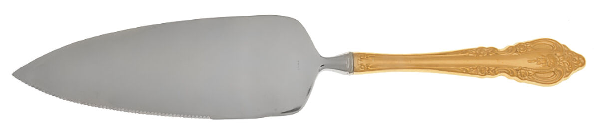 Golden Brahms (Gold Electroplate) Pie Server with Serrated Stainless Blade HC by Oneida Silver-1
