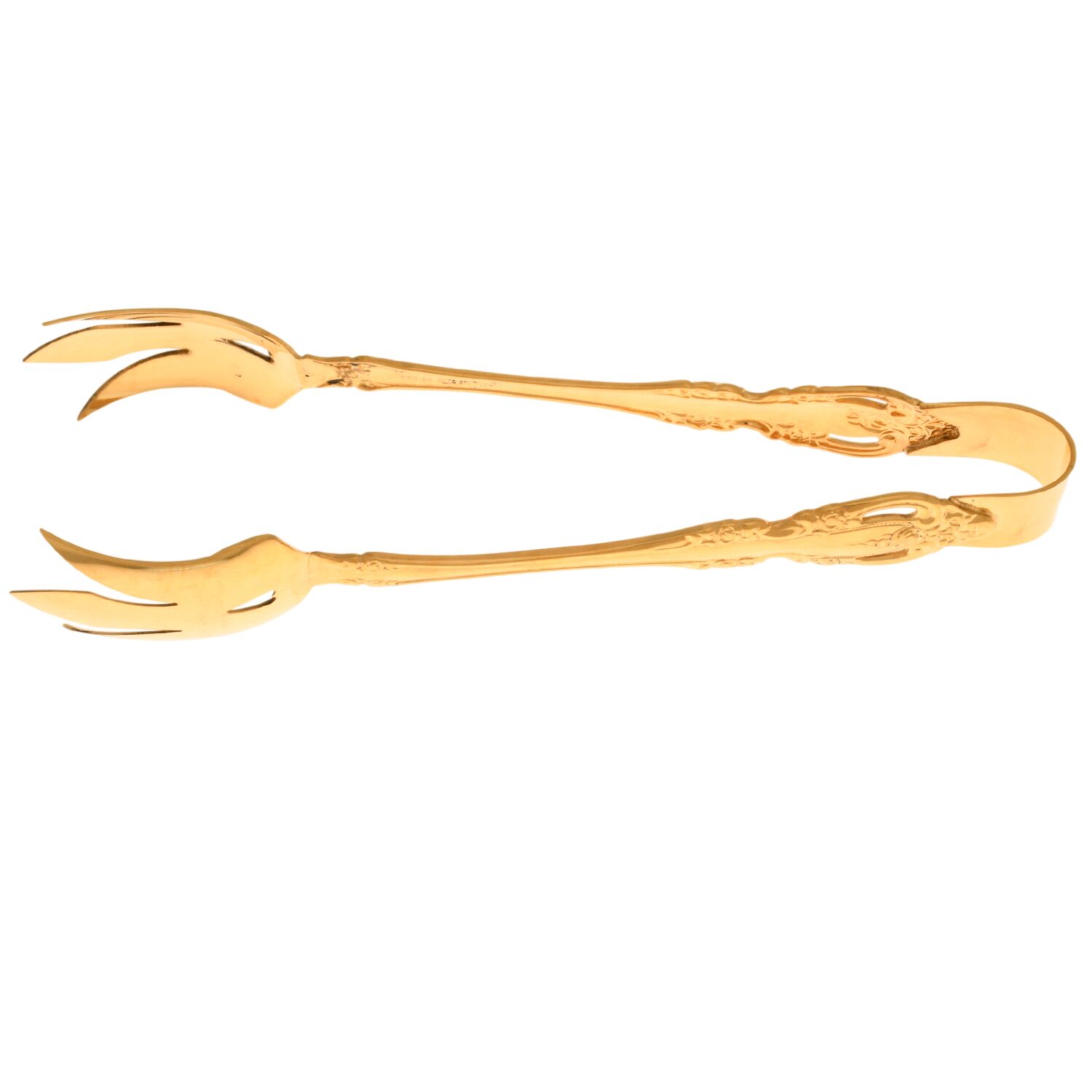 Golden Brahms (Gold Electroplate) Solid Lettuce Tongs by Oneida Silver-1
