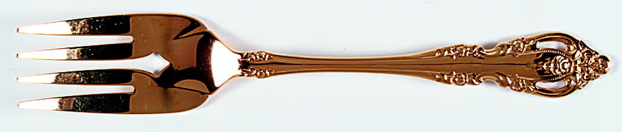 Golden Brahms (Gold Electroplate) Medium Solid Cold Meat Serving Fork by Oneida Silver-1
