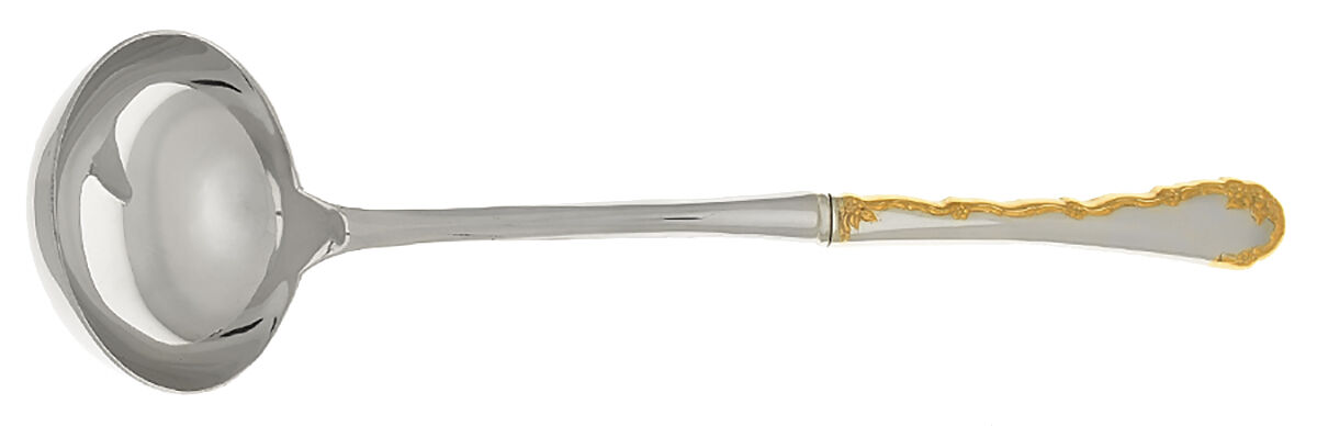 Golden Belle Rose (Stainless) Soup Ladle with Stainless Bowl HC by Oneida Silver-1