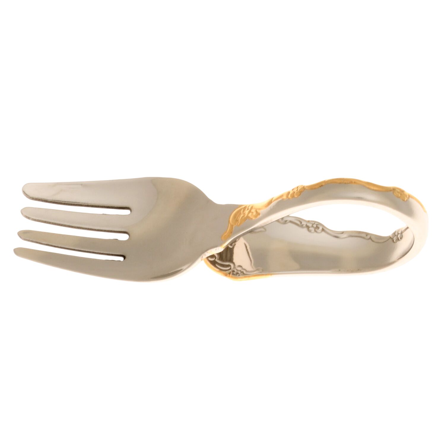 Golden Belle Rose (Stainless) Baby Fork with Curved Handle HC by Oneida Silver-1