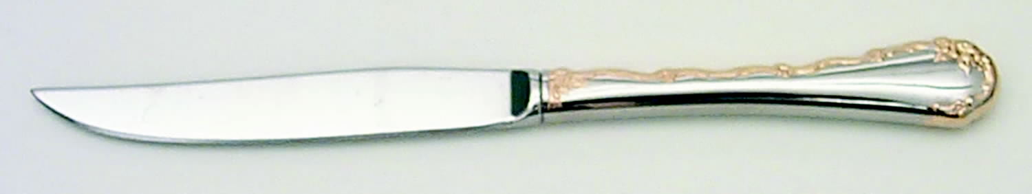 Golden Belle Rose (Stainless) Individual Steak Knife Hollow Handle by Oneida Silver-1