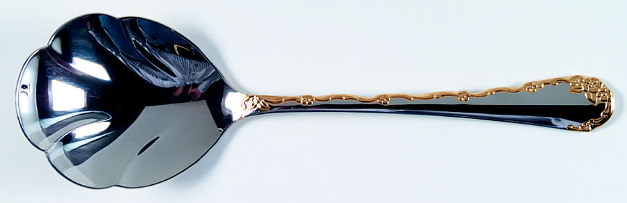 Golden Belle Rose (Stainless) Solid Shell Casserole Spoon by Oneida Silver-1