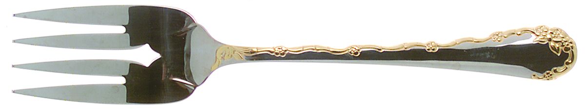 Golden Belle Rose (Stainless) Medium Solid Cold Meat Serving Fork by Oneida Silver-1