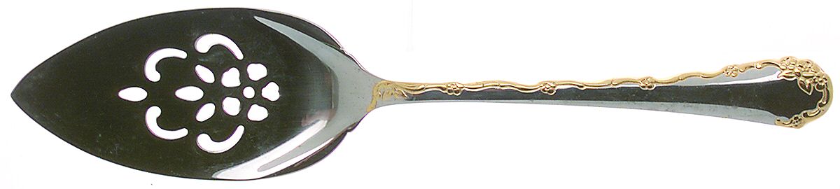 Golden Belle Rose (Stainless) Pierced All Stainless Pie Server by Oneida Silver-1