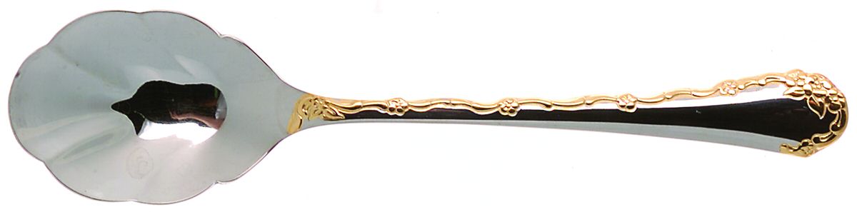 Golden Belle Rose (Stainless) Sugar Shell Spoon by Oneida Silver-1