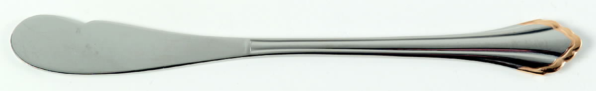 Golden Clarette (Stainless, Gold Accent) Flat Handle Butter Spreader by Oneida Silver-1