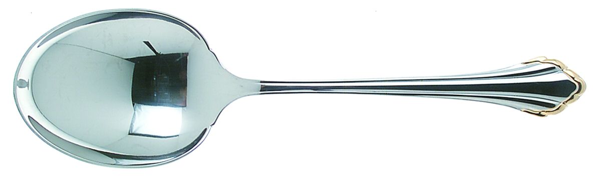 Golden Clarette (Stainless, Gold Accent) Solid Smooth Casserole Spoon by Oneida Silver-1