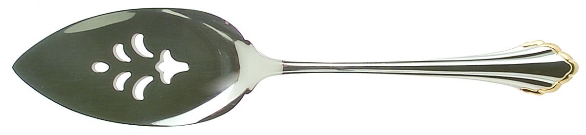 Golden Clarette (Stainless, Gold Accent) Pierced All Stainless Pie Server by Oneida Silver-1