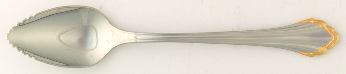 Golden Clarette (Stainless, Gold Accent) Fruit/Orange Spoon by Oneida Silver-1
