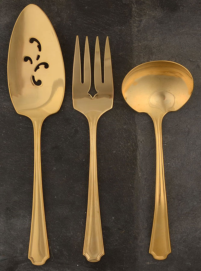 Golden Clairhill (Gold Electroplateate) 3 Piece Completer Set by Oneida Silver-1