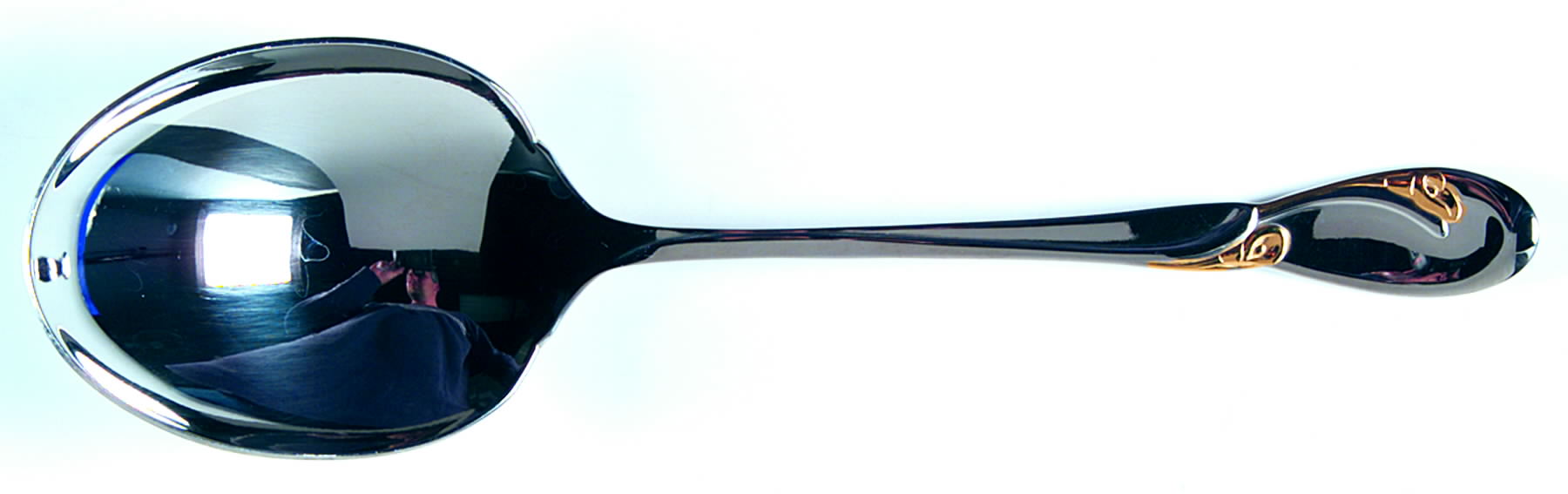 Golden Calla Lily (Stainless, Gold Accent) Solid Smooth Casserole Spoon by Oneida Silver-1