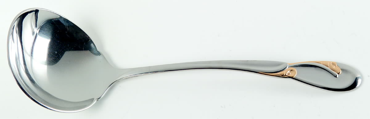 Golden Calla Lily (Stainless, Gold Accent) Solid Gravy Ladle by Oneida Silver-1