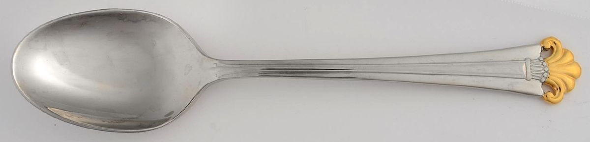 Golden Constantine (Stainless, Gold Accent) Place/Oval Soup Spoon by Oneida Silver-1