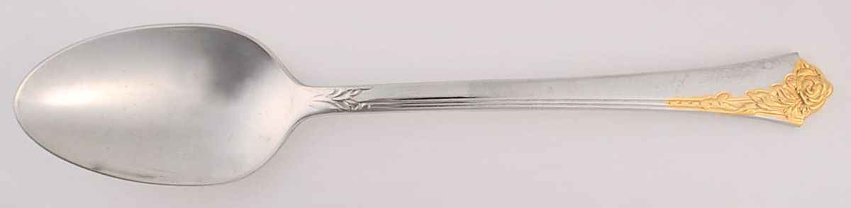 Golden Damask Rose (Stainless, Gold Accent Back-Fr) Teaspoon by Oneida Silver-1