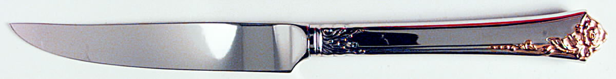 Golden Damask Rose (Stainless, Gold Accent Back-Fr) Steak Knife Individual Hollow, No Serrate HC by Oneida Silver-1