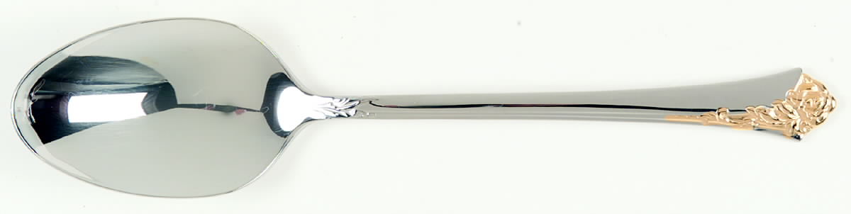 Golden Damask Rose (Stainless, Gold Accent Back-Fr) Place/Oval Soup Spoon by Oneida Silver-1
