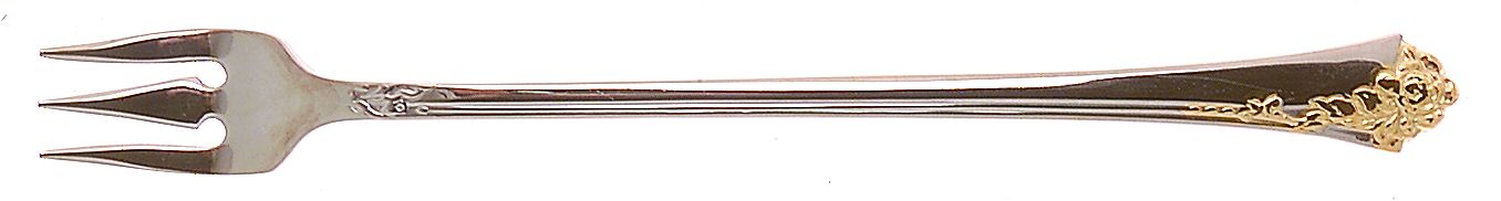 Golden Damask Rose (Stainless, Gold Accent Back-Fr) Cocktail/Seafood Fork by Oneida Silver-1