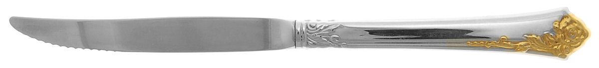 Golden Damask Rose (Stainless, Gold Accent Back-Fr) Individual Steak Knife Hollow Handle by Oneida Silver-1