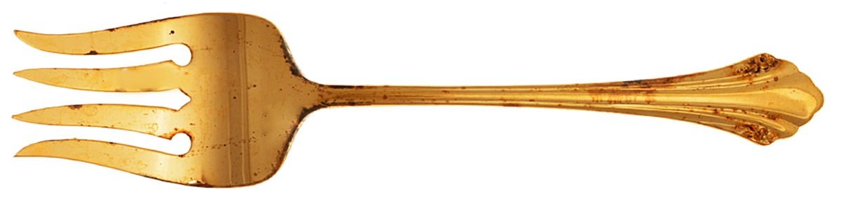 Golden Enchantment (Gold Electroplate, 1986) Medium Solid Cold Meat Serving Fork by Oneida Silver-1