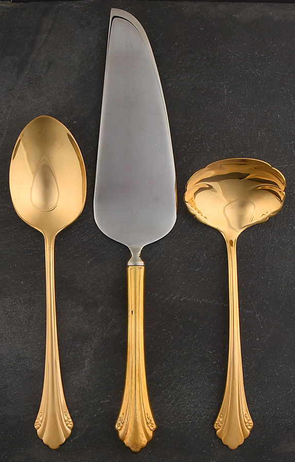 Golden Enchantment (Gold Electroplate, 1986) 3 Piece Completer Set by Oneida Silver-1