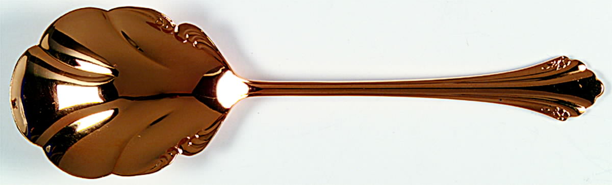 Golden Enchantment (Gold Electroplate, 1986) Solid Shell Casserole Spoon by Oneida Silver-1