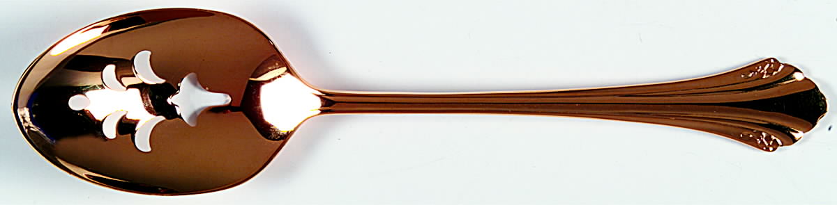 Golden Enchantment (Gold Electroplate, 1986) Pierced Tablespoon (Serving Spoon) by Oneida Silver-1