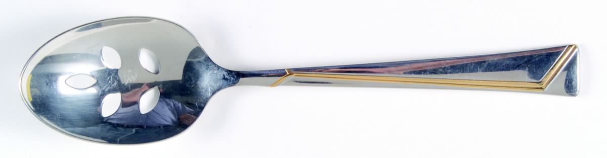 Golden Era (Stainless-Gold Accent) Pierced Tablespoon (Serving Spoon) by Oneida Silver-1