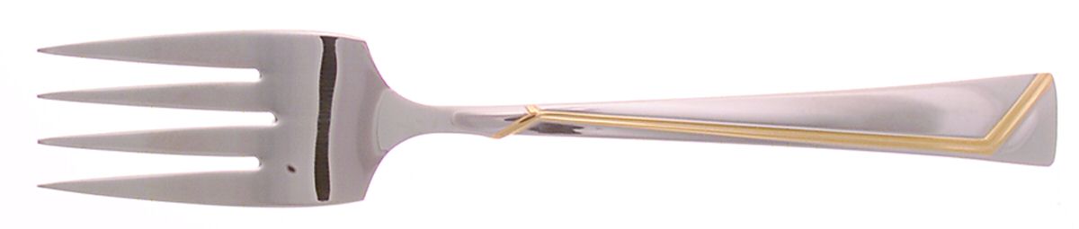 Golden Era (Stainless-Gold Accent) Medium Solid Cold Meat Serving Fork by Oneida Silver-1