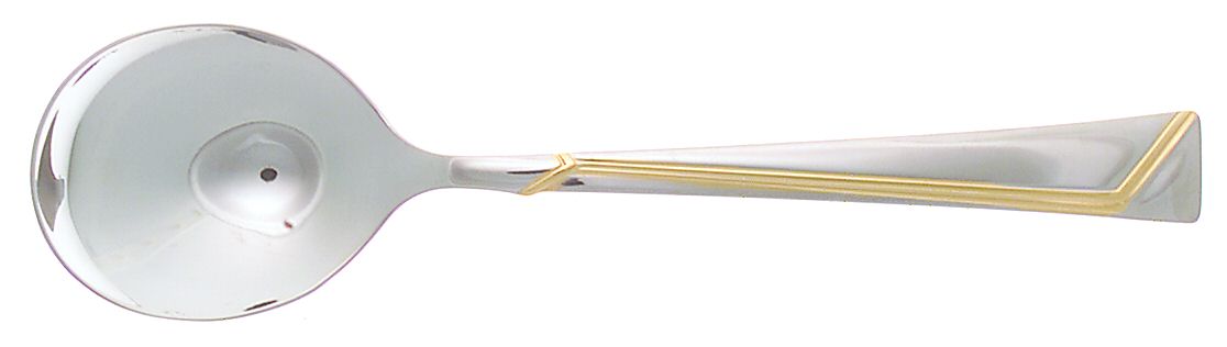 Golden Era (Stainless-Gold Accent) Round Bowl Soup Spoon (Gumbo) by Oneida Silver-1