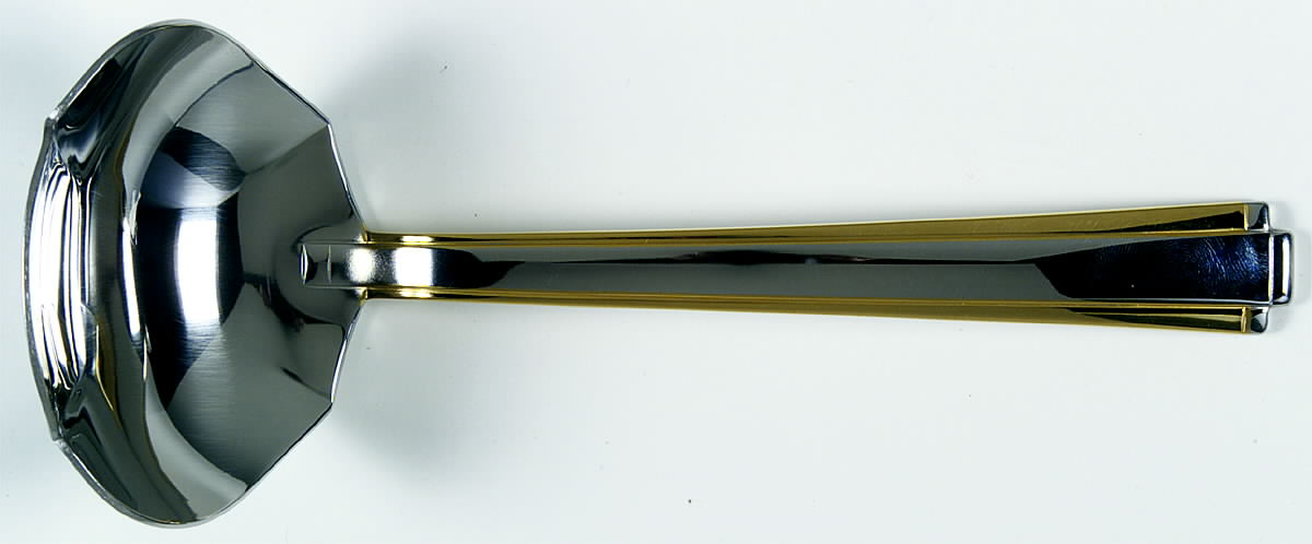Golden Etage (Stainls, Gold Accent) Solid Gravy Ladle by Oneida Silver-1