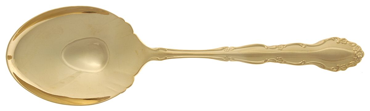 Golden Flirtation (Gold Electroplate) Solid Smooth Casserole Spoon by Oneida Silver-1
