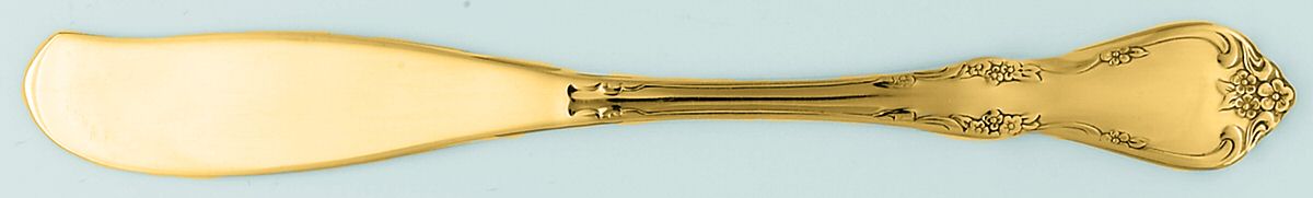 Golden Fredericksburg (Gold Electroplate) Flat Handle Butter Spreader by Oneida Silver-1