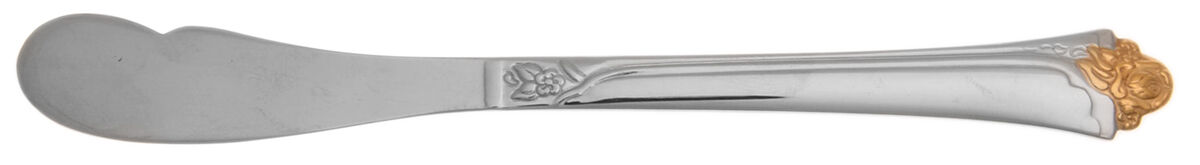 Fantasy Rose (Gold Accent) Flat Handle Butter Spreader by Oneida Silver-1